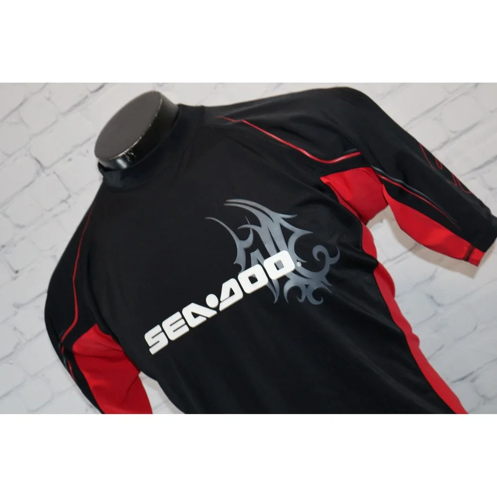 Sea-Doo Rash Guard Womens Mens XXL Black Red Tribal Graphic BRP PWC SPF UV 50+